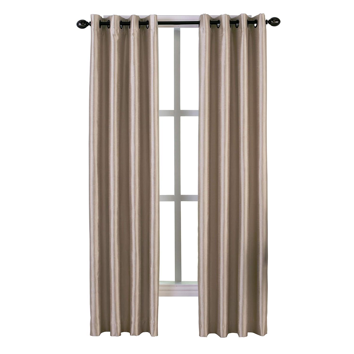 Curtainworks Malta Indoor Curtain, Polyester Room Darkening Faux Silk Grommet Single Panel, Sand, 50" x 84"