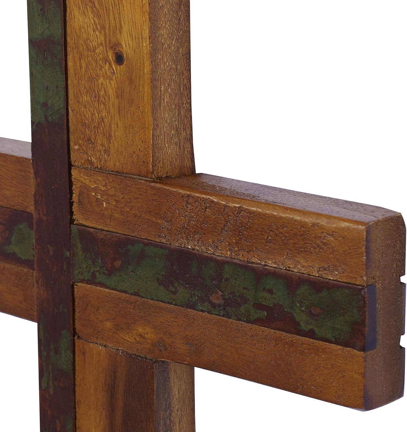 DecMode Wood Cross Rustic Wall Decor Brown