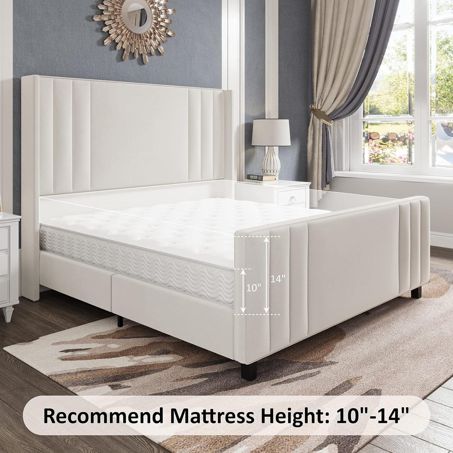 Tole Velvet Upholstered Platform Bed with Vertical Channel Tufted Headboard