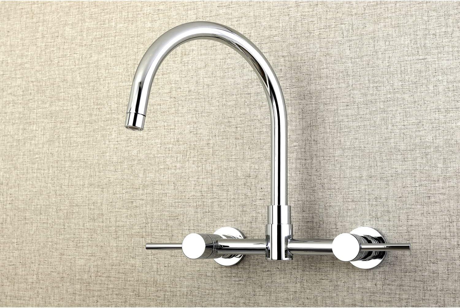 Kingston Brass Concord Double-Handle 2-Hole Wall-Mount Bridge Kitchen Faucet