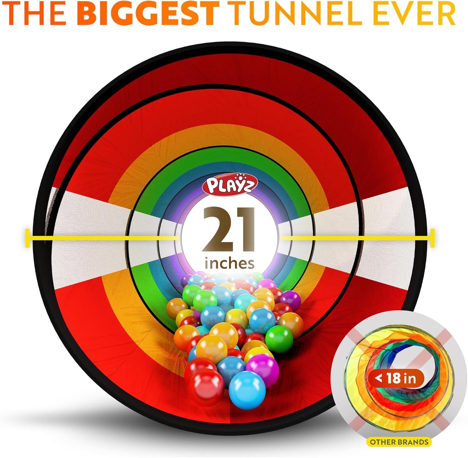 Playz 5pc Kids' Play Tents & Tunnels - Ball Pit for Toddlers, Basketball Hoop, Crawling Tubes, Pop-Up Playhouses, Baby Obstacle Course for Indoor or Outdoor Use