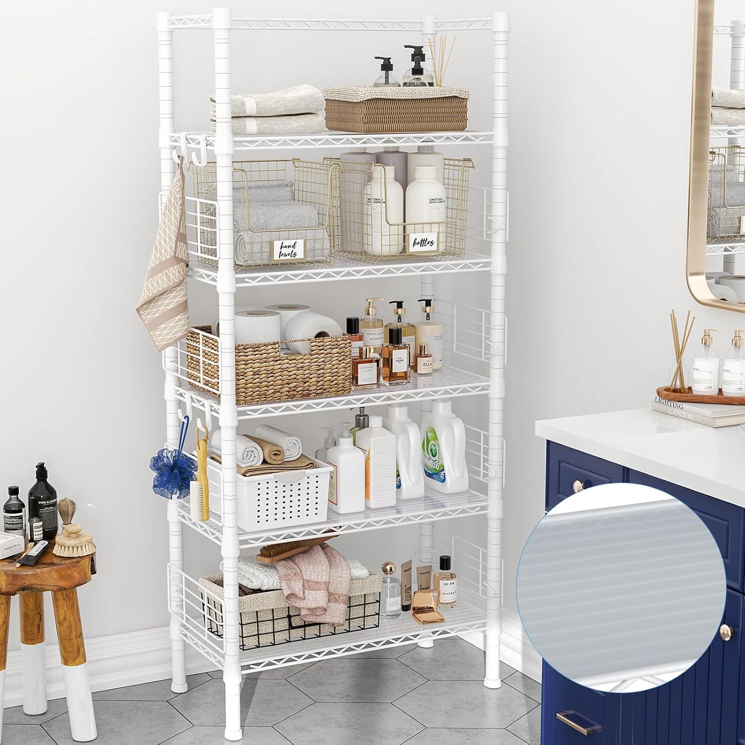 White 5-Tier Metal Storage Rack with Adjustable Shelves