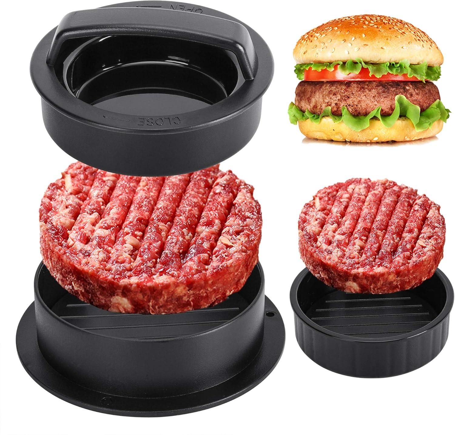 Badiano Hamburger Press Patty Maker, Burger Press, 3 in 1 Meat Beef Veggie Hamburger Mold, Black