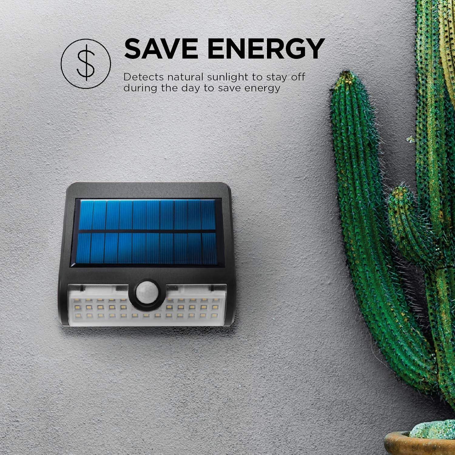 Home Zone Security 1 - Head LED Solar Powered Dusk to Dawn Outdoor Security Wall Pack with Motion Sensor (Set of 2)