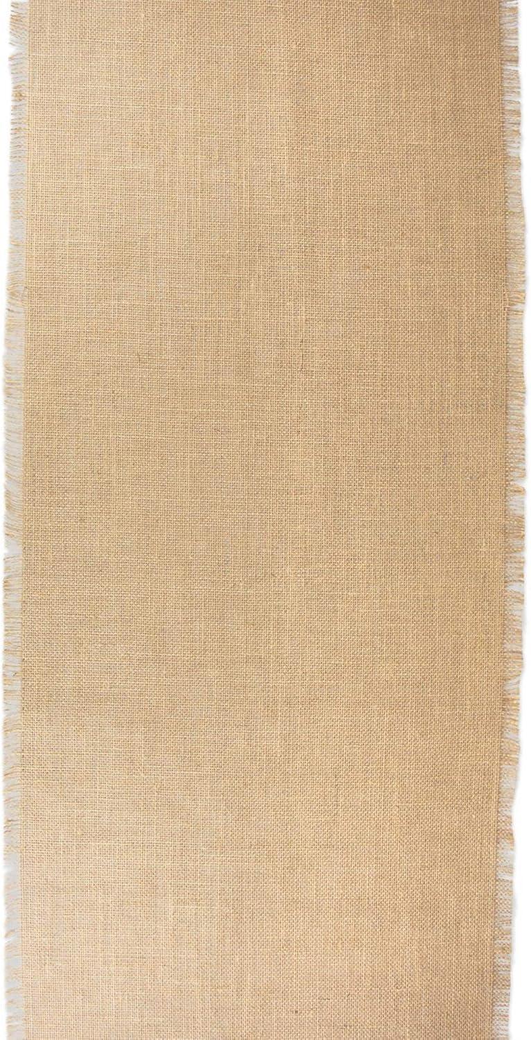 Design Imports  Jute Fringe Table Runner, Solid Natural, 15X110"