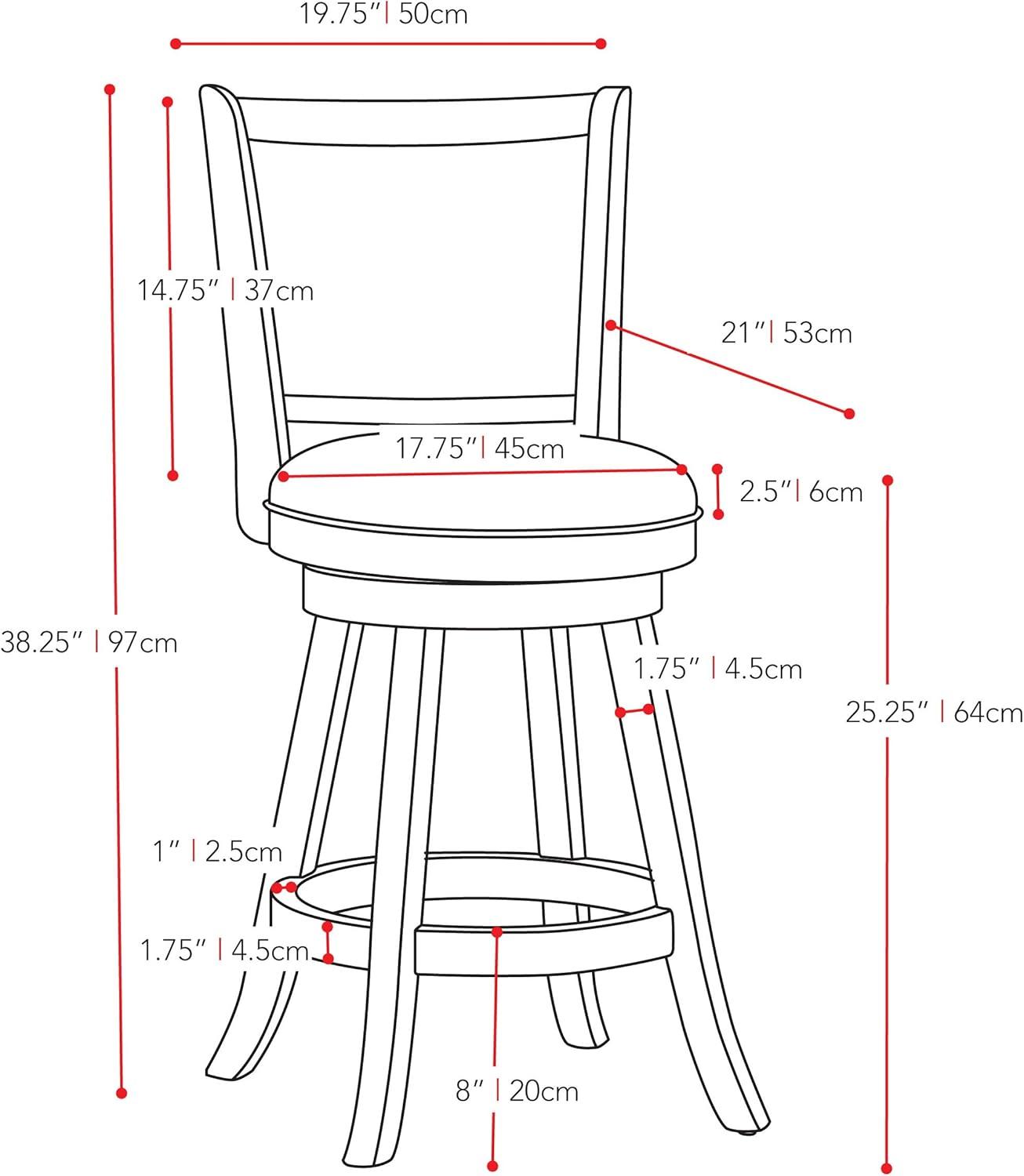 CorLiving Woodgrove Brown Wood Counter Height Barstool with Bonded Leather Seat, set of 2