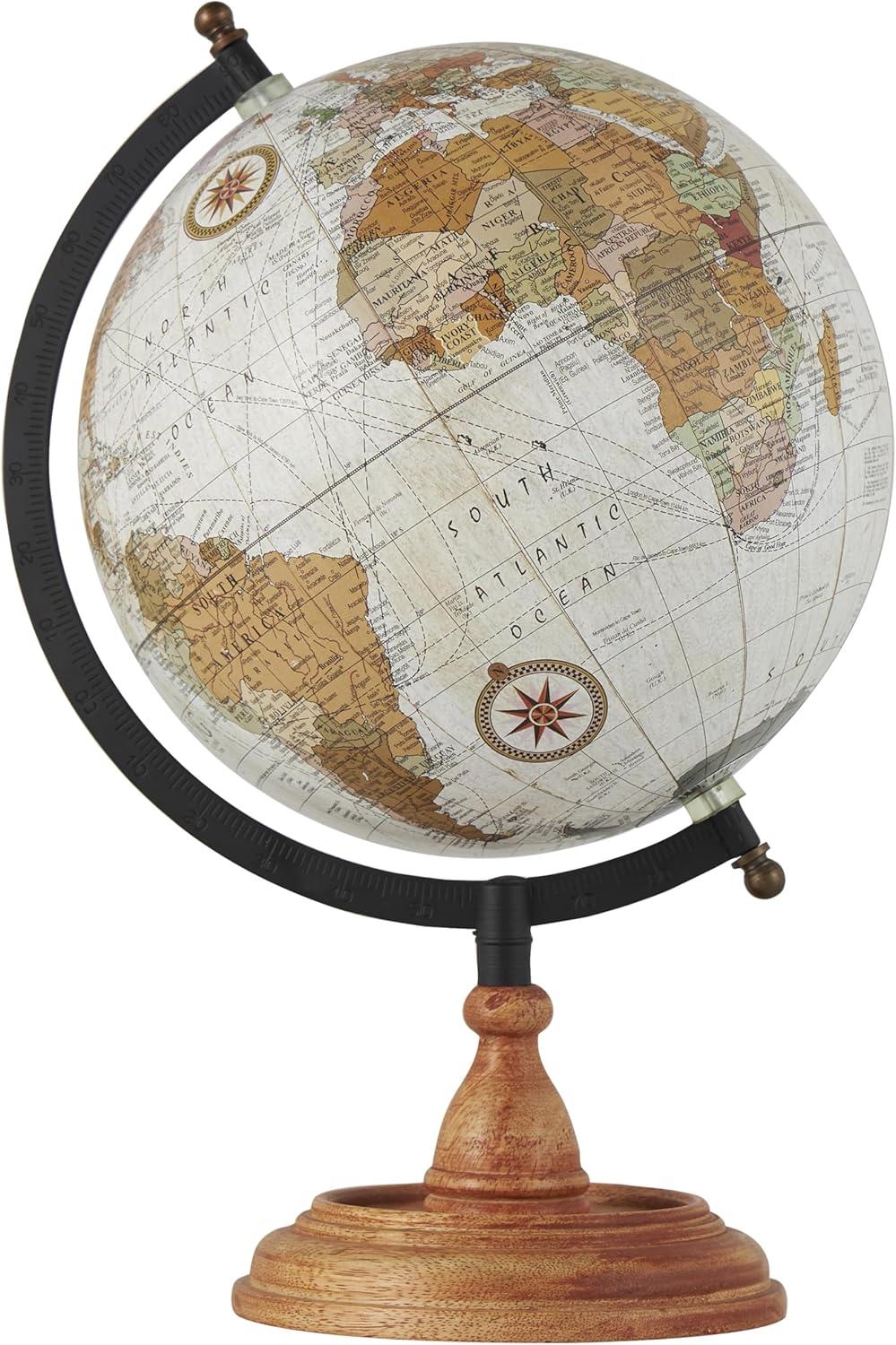 DecMode 9" Brown Globe with Wood Base