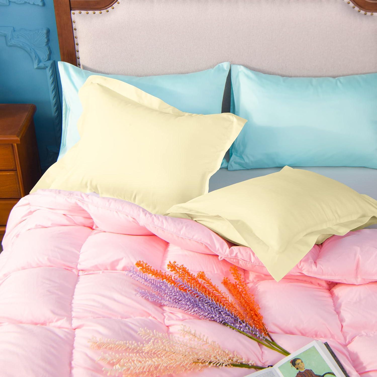BEFIHO Bed Pillow Shams, 1800 Brushed Microfiber Oxford Pillowcases - NTBAY (Set of 2)