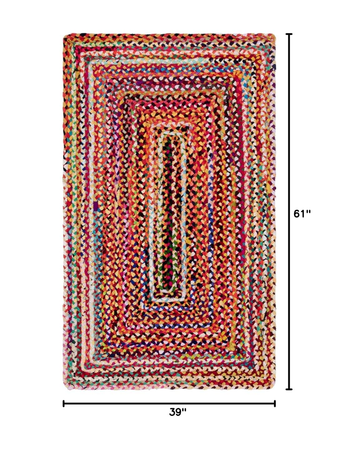 Unique Loom Braided Chindi Collection Area Rug - Layer (3' 3" x 5' 1" Rectangle Multi/Blue)