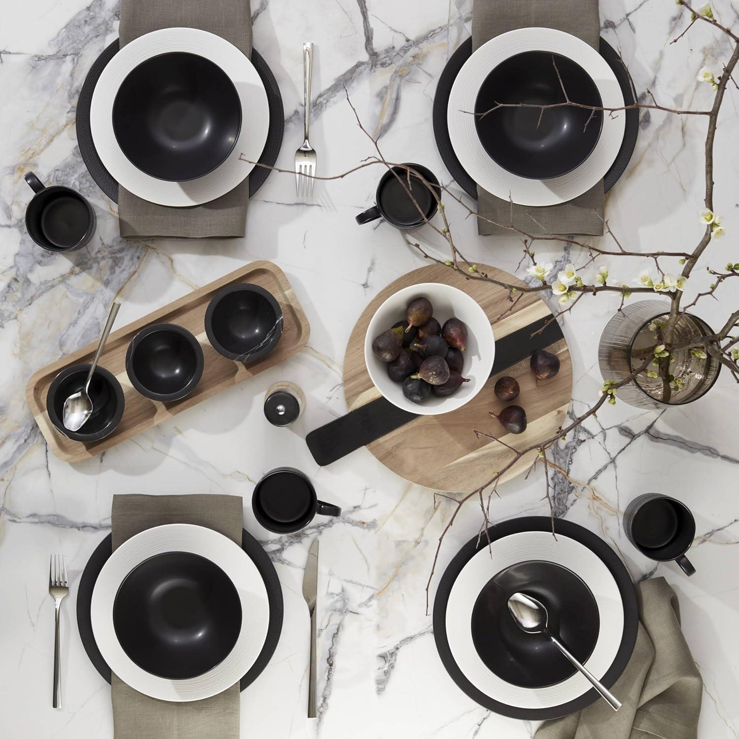 Lx Collective Black LX Collective Porcelain Dinnerware Set - Service for 4