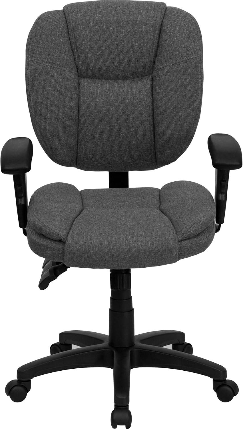 Flash Furniture Mid-Back Multifunction Swivel Ergonomic Task Office Chair with Pillow Top Cushioning and Adjustable Arms