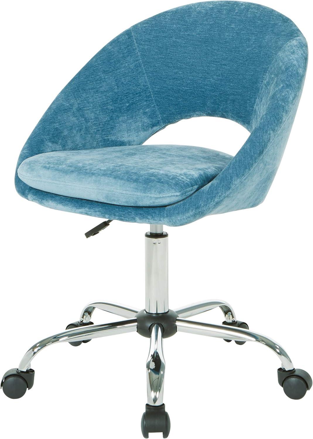 Royal Blue Chrome Swivel Office Chair with Padded Scoop Seat