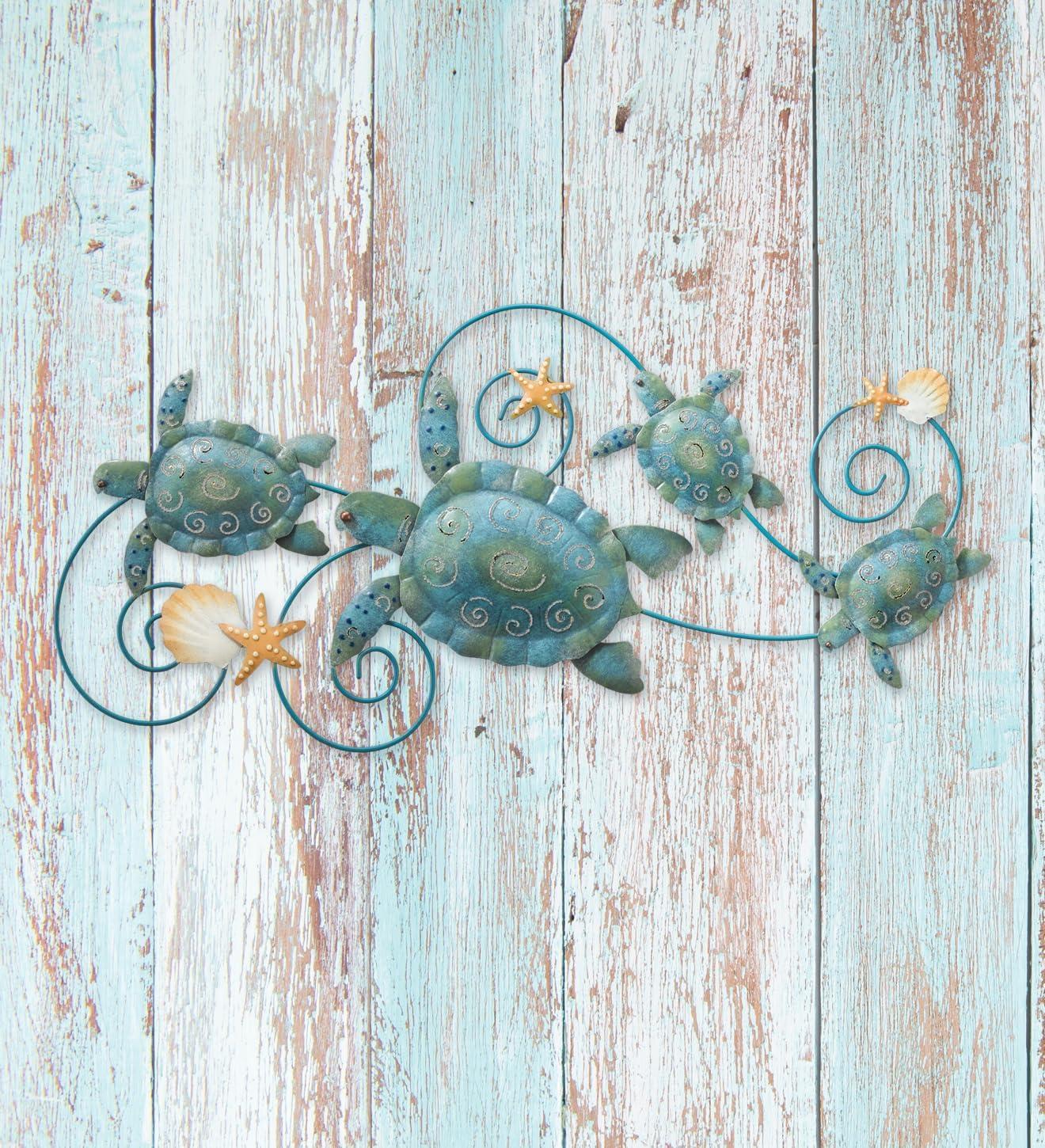 Regal Art & Gift Sea Turtle Wall Décor, Handcrafted Metal Ocean-Inspired Art, Weather-Resistant Coastal Decor for Indoor & Outdoor, Ideal for Living Room, Porch & Backyard, 31”L x 1.25”W x 14”H