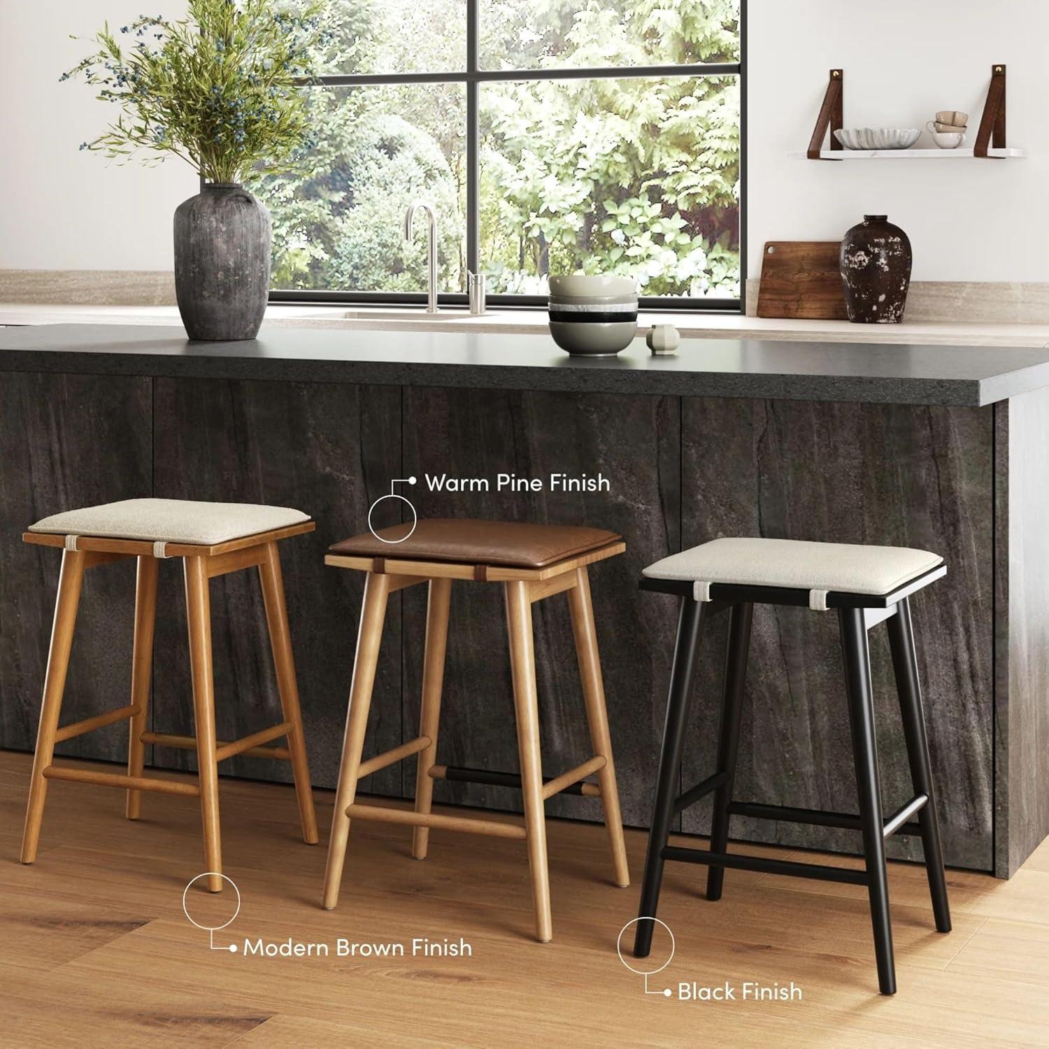 Nathan James Barker Upholstered Counter Stool with Solid Wood Frame