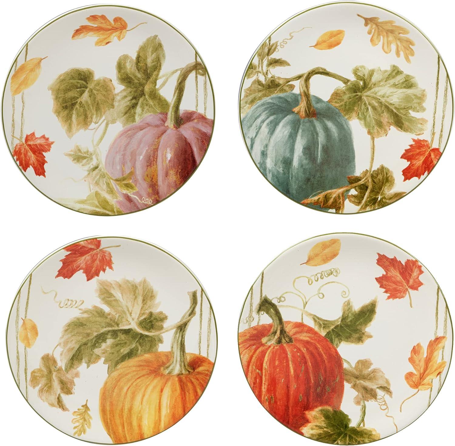 Certified International Autumn Harvest Set Of 4 Dessert Plate