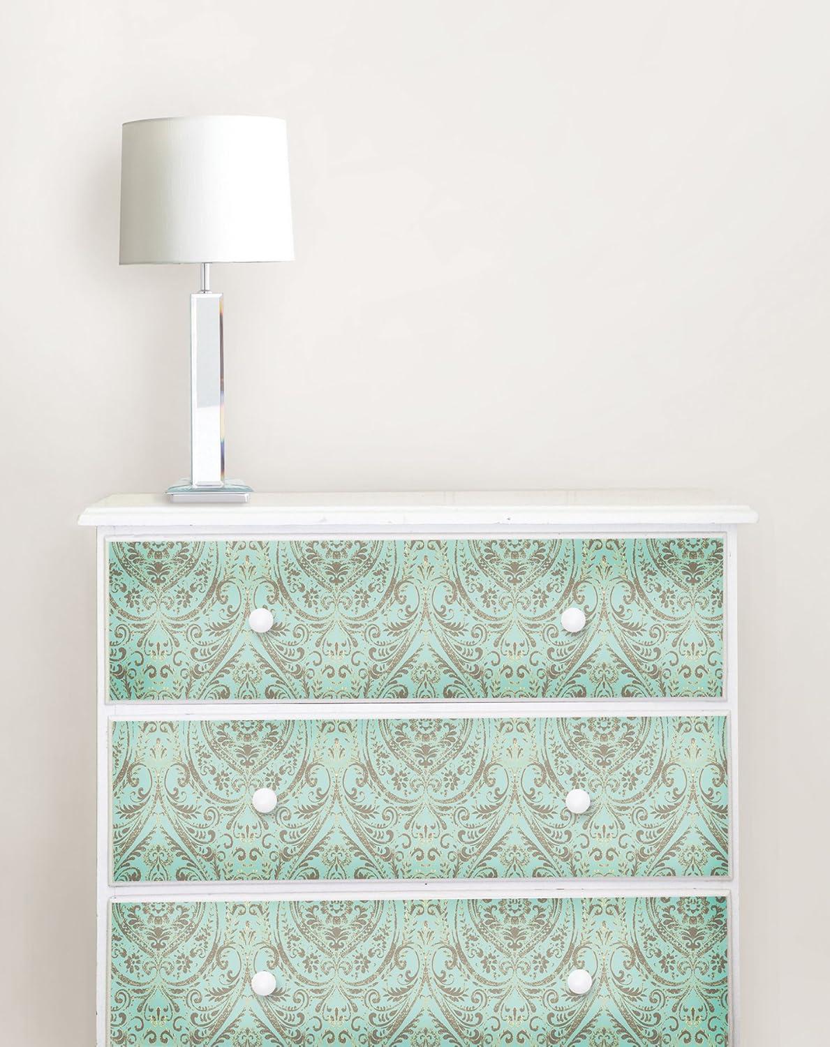 NuWallpaper Nomad Damask Peel & Stick Wallpaper: Removable, Self-Adhesive, Washable, Turquoise Blue, 30.75 Sq Ft Coverage