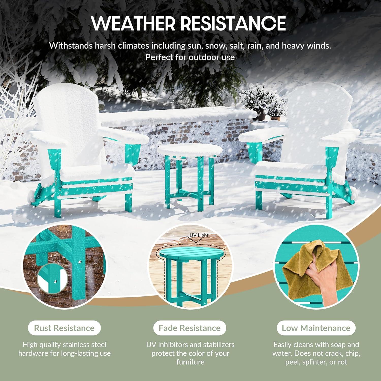 WestinTrends All-Weather Outdoor Patio Round Poly Adirondack Side Table, Turquoise