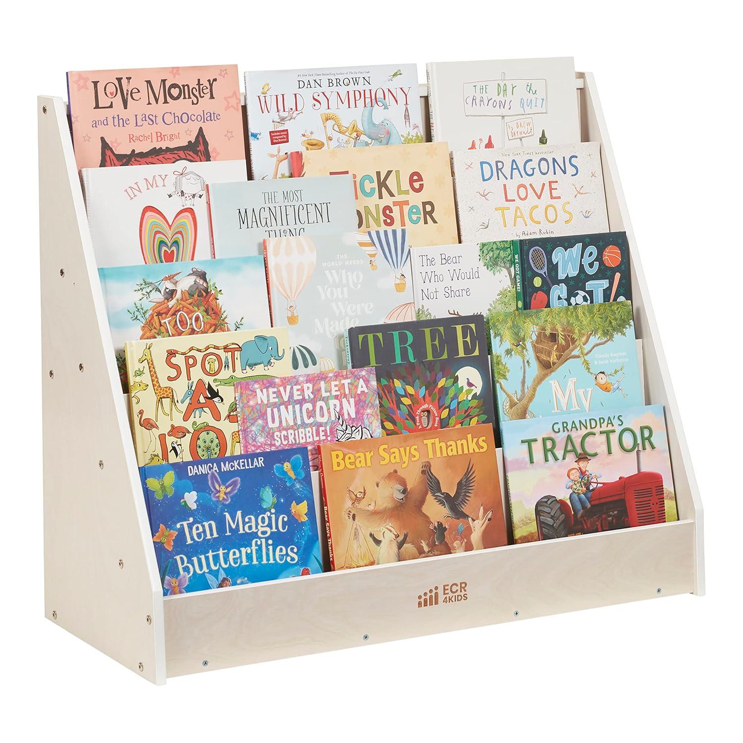ECR4Kids Single-Sided Book Display, White Wash