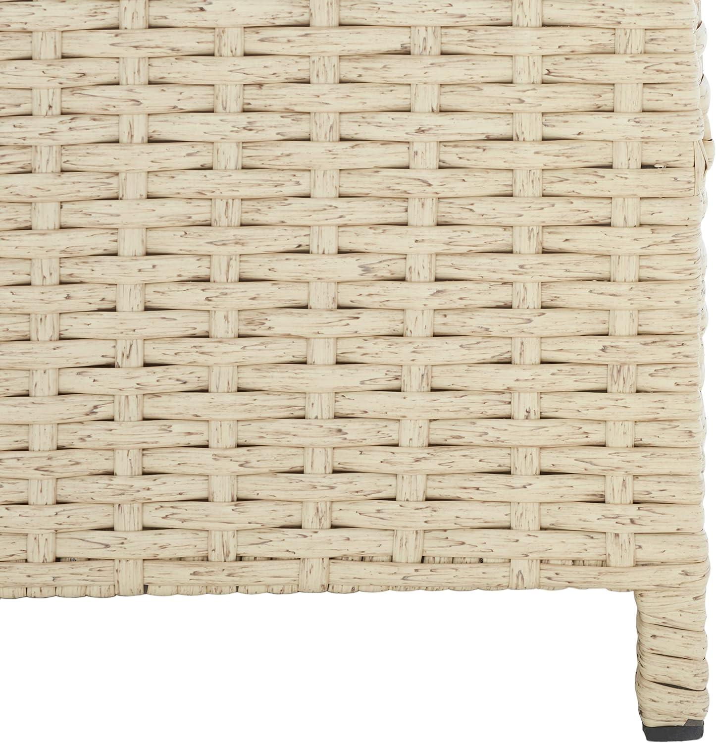 Oliveira Outdoor Cushion Deck Box - Beige/White Cushion - Safavieh