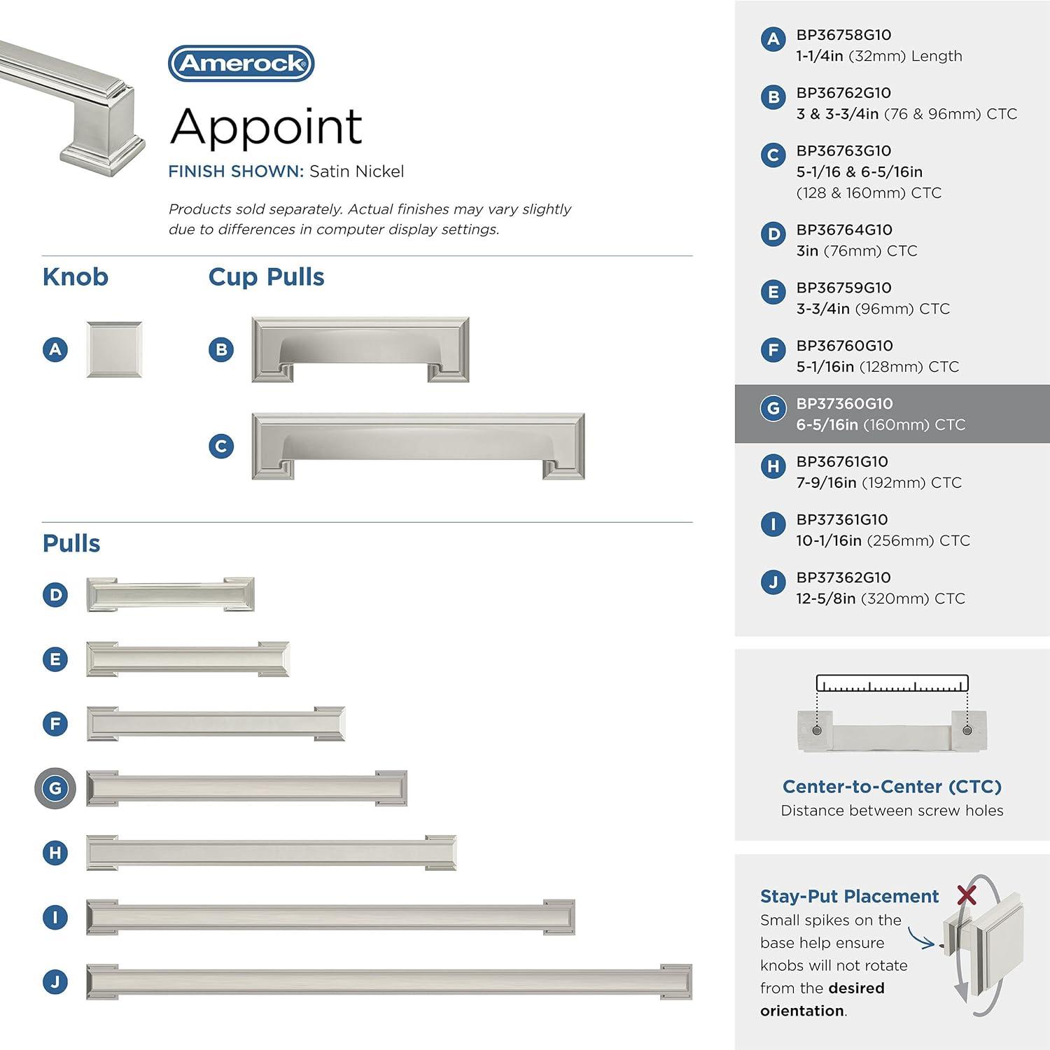 Appoint 6-5/16 in (160 mm) Center-to-Center Cabinet Pull