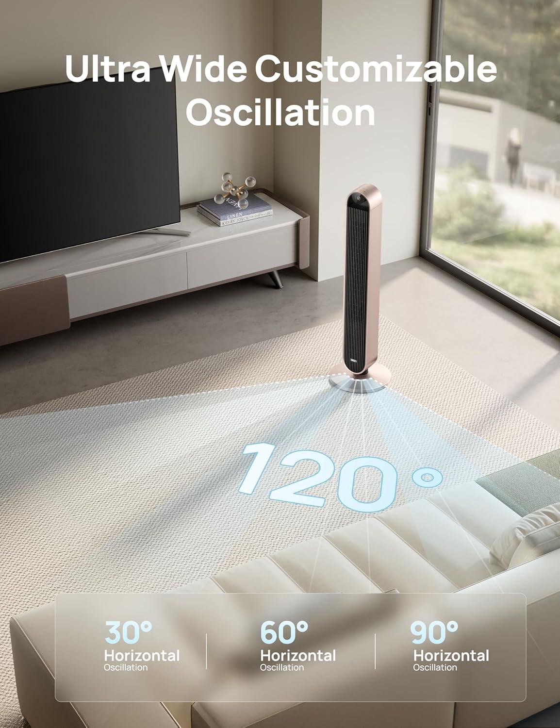 Smart WiFi Bladeless Oscillating Floor Fan with Remote Control