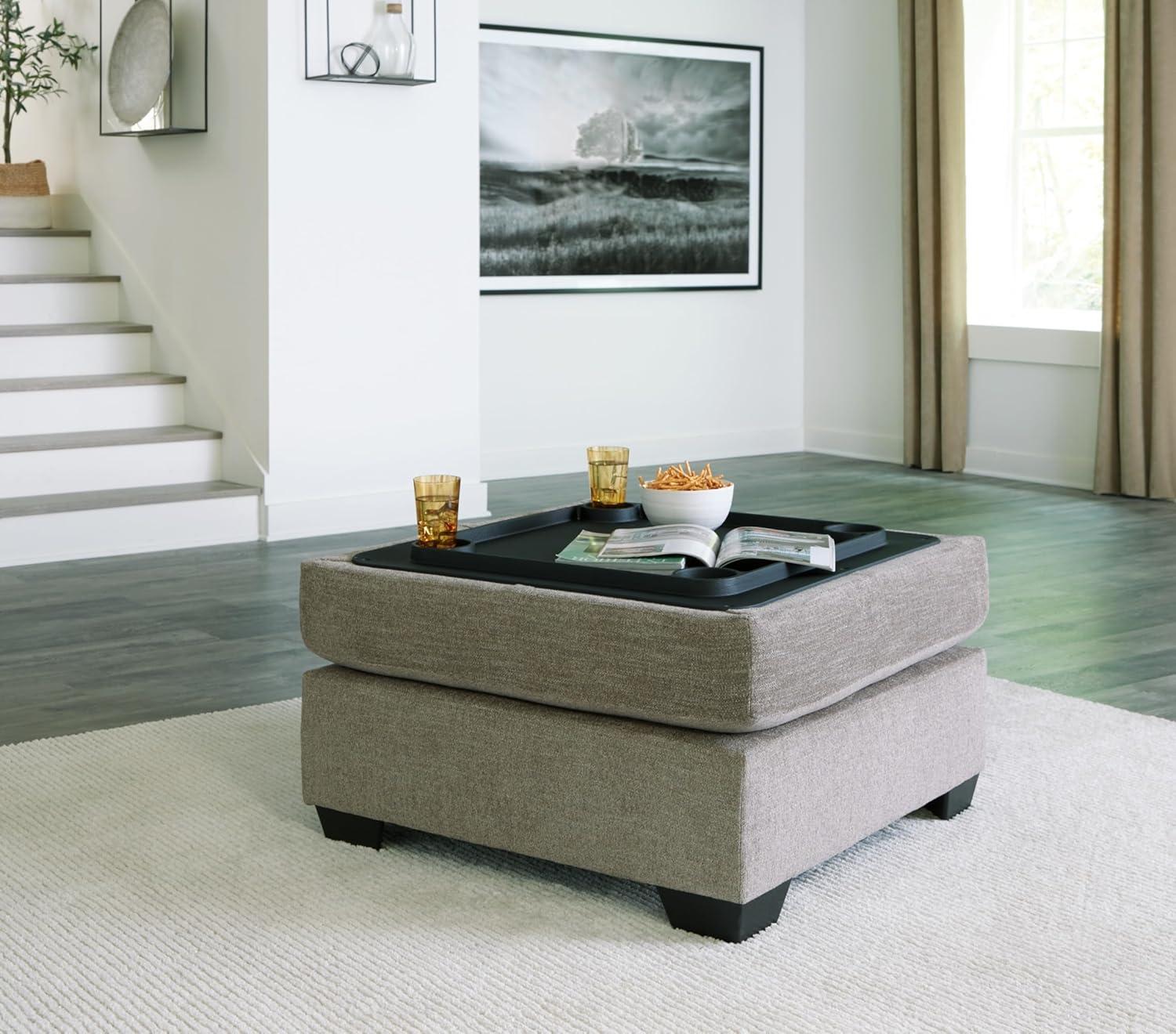 Signature Design by Ashley Creswell Upholstered Ottoman With Storage, Stone Gray