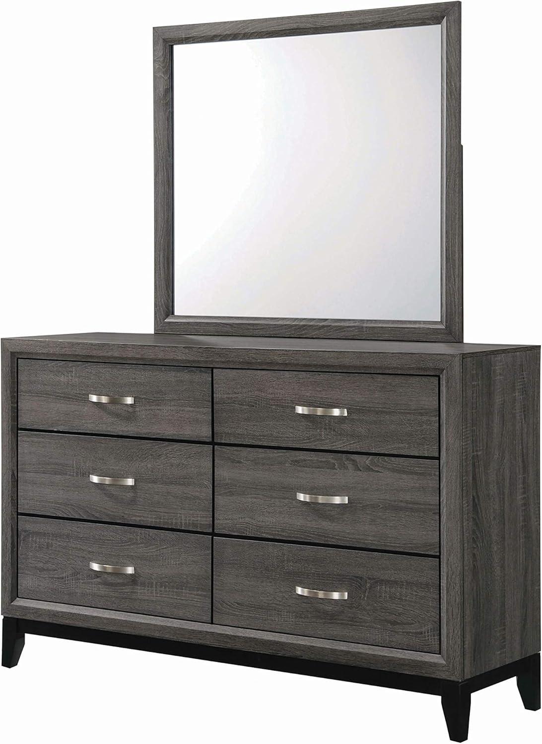 Watson Grey Oak 6-Drawer Dresser with Black Tapered Legs