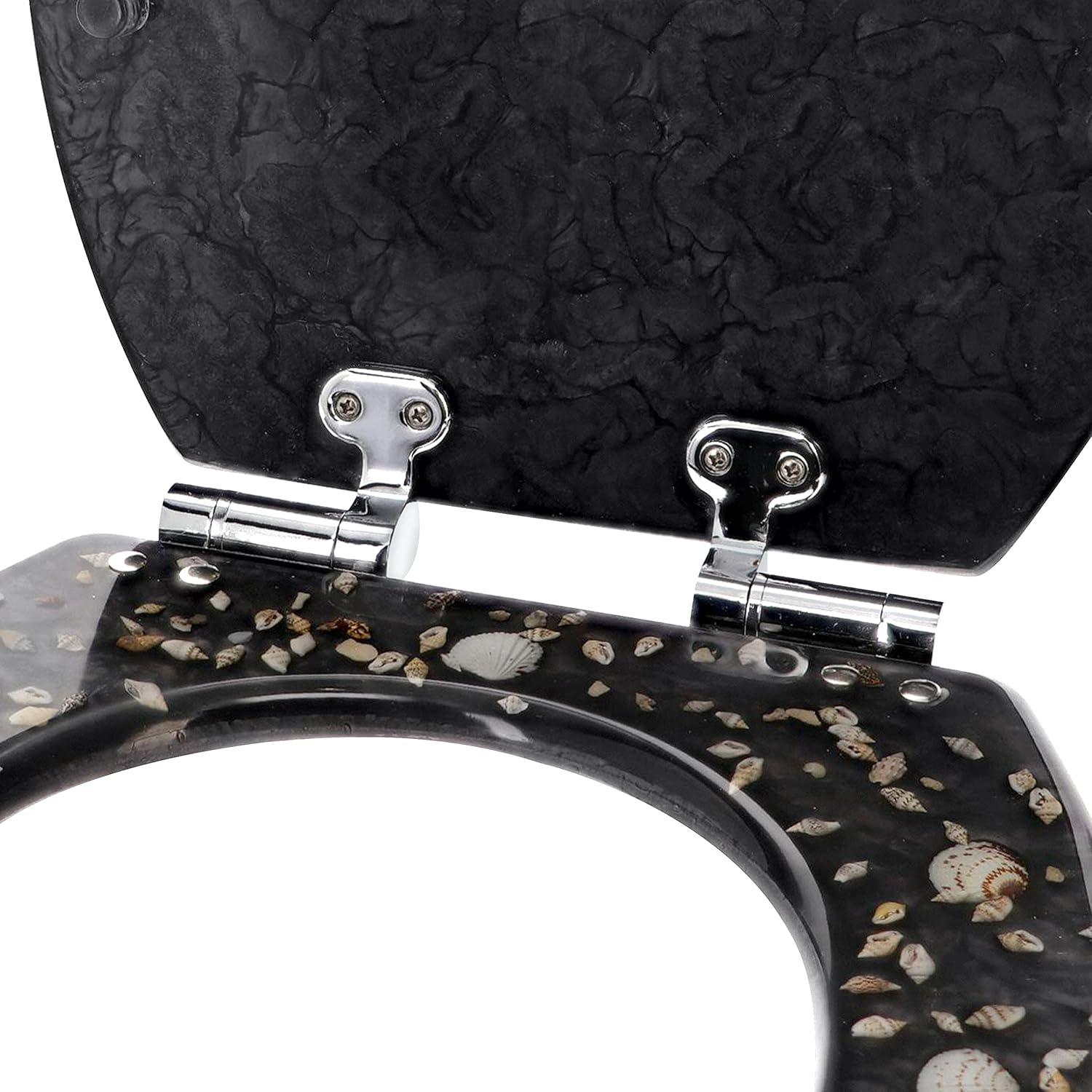 Home+Solutions Deluxe Resin Maui Decorative Elongated Toilet Seat - Coastal Decor, Beach House, Shells, No Slam Toilet, Slow Close, Resin Elongated Toilet Seats