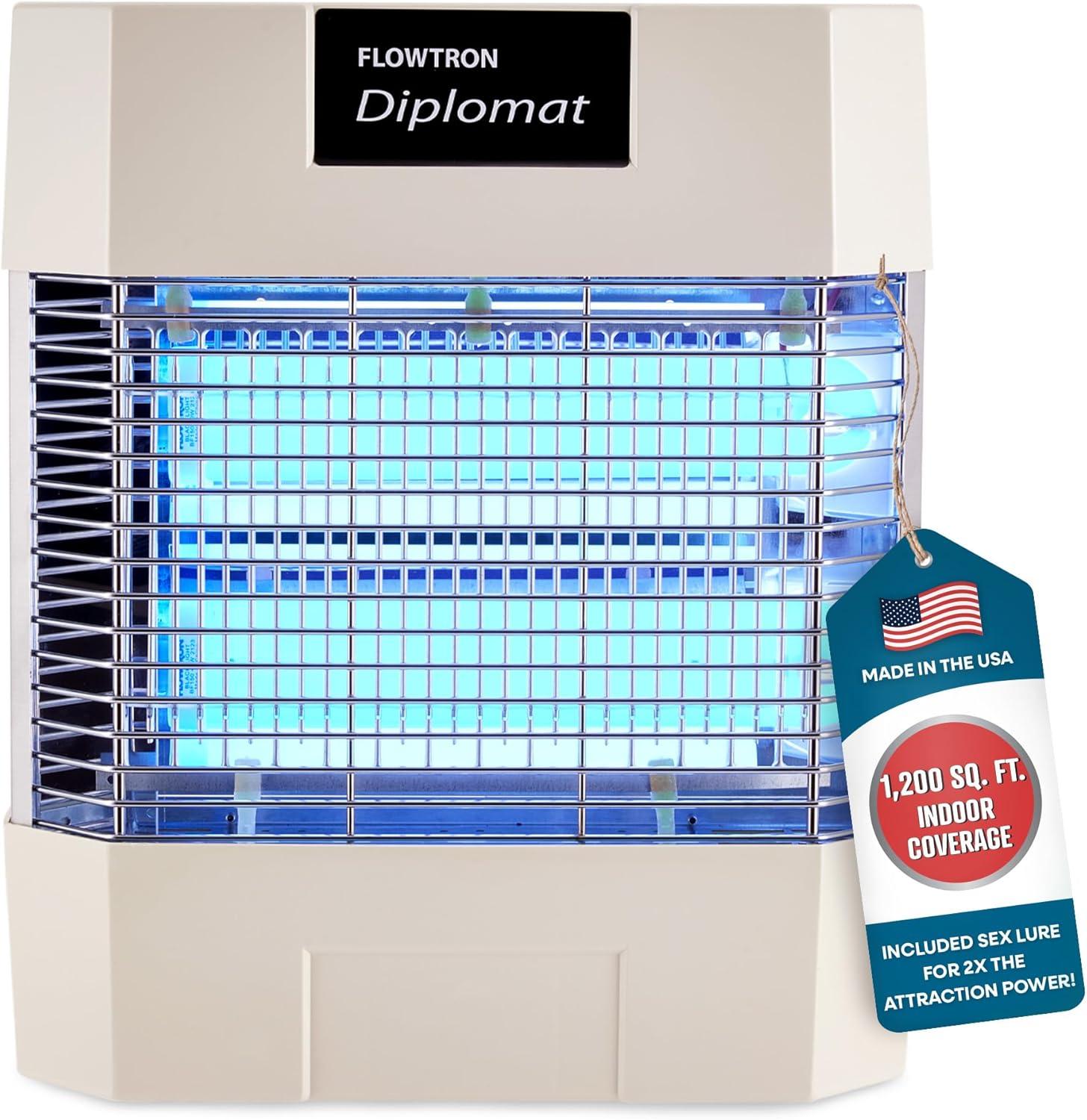 Flowtron Diplomat Indoor Bug Zapper, 1200 Sq Ft Electric Fly & Insect Killer W/80W UV Light & More