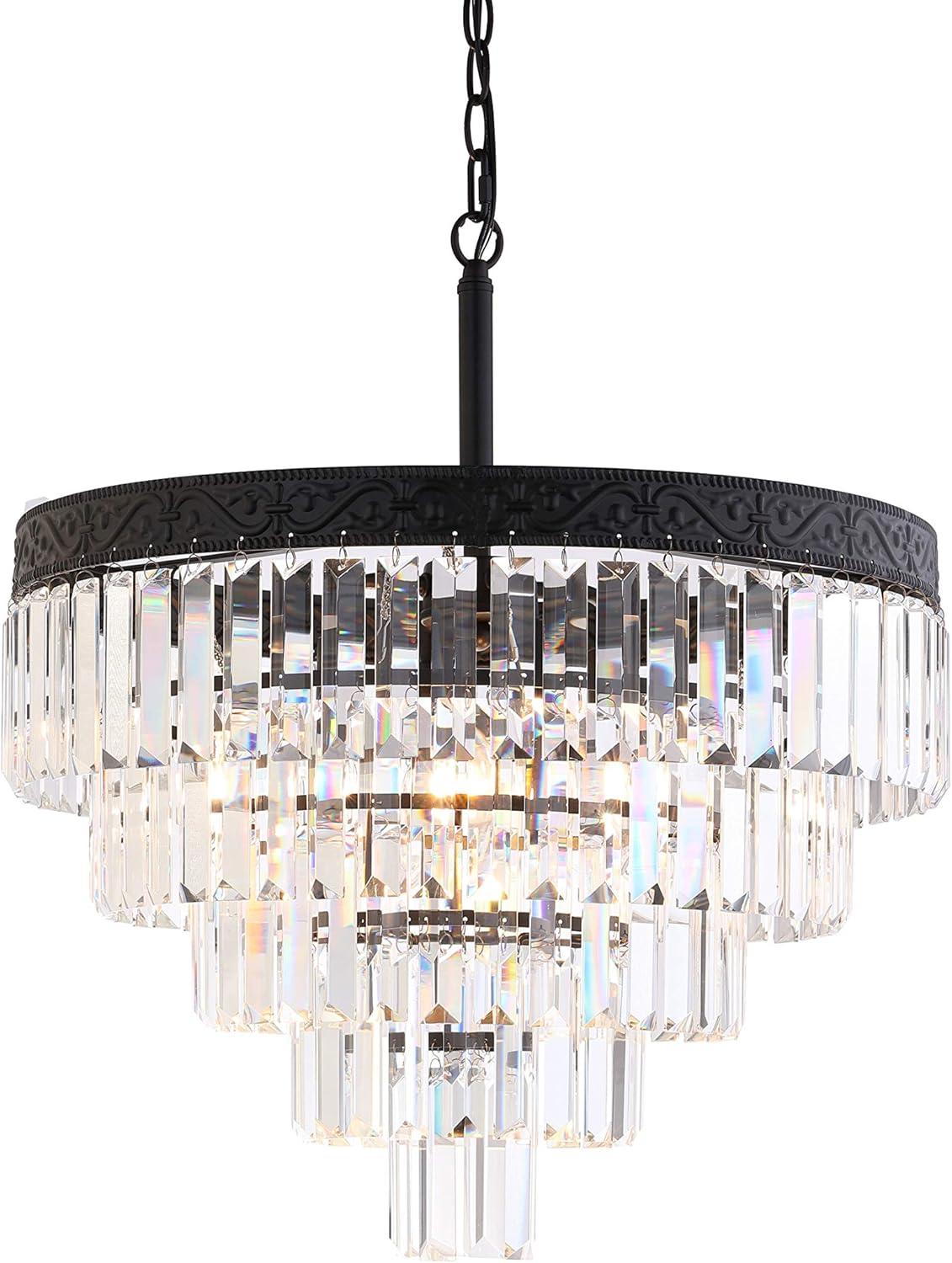 Wyatt Classic 20" Bronze Crystal Tiered LED Chandelier