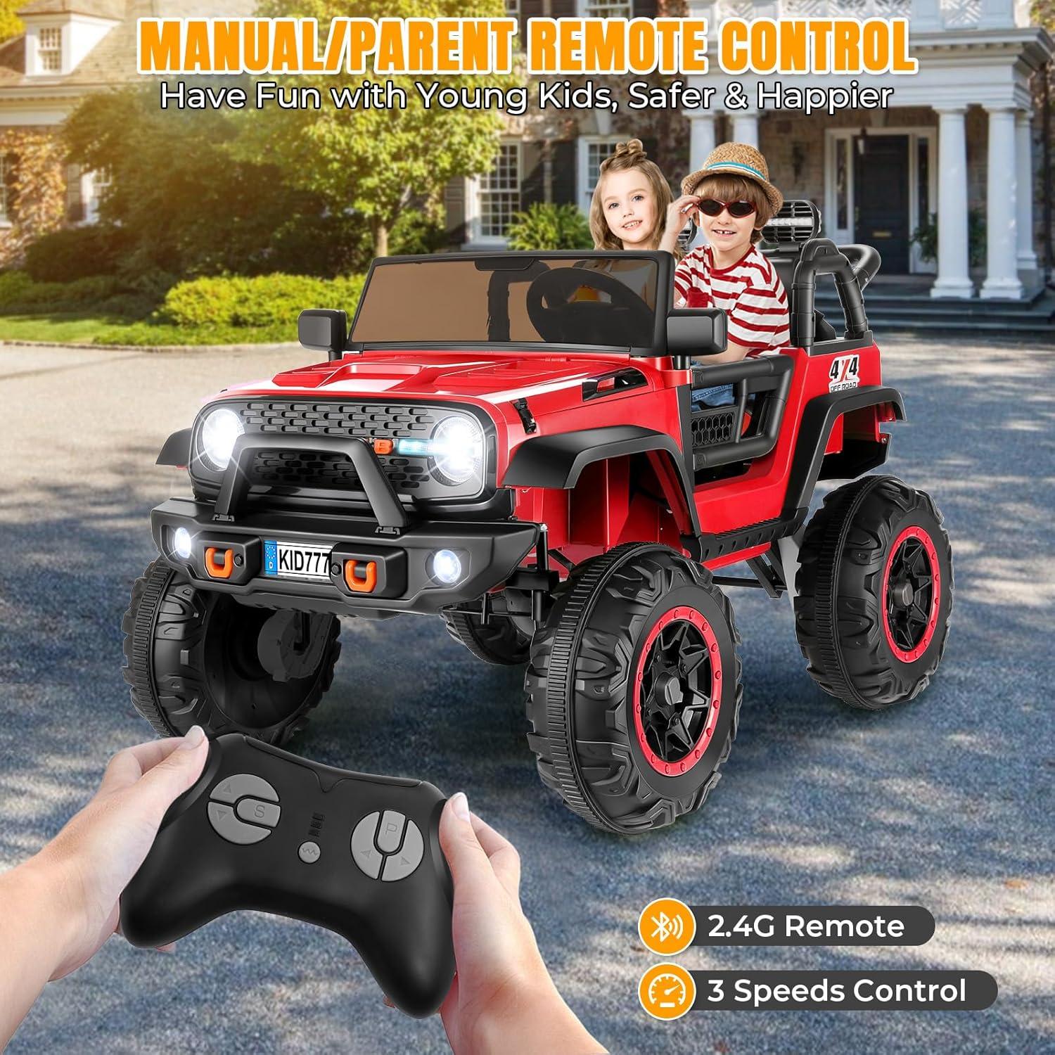 𝐆-𝐲𝐢𝐧𝐠 4WD 2 Seater Kids Ride on Car with Remote Control, 24V Electric Kids Jeep Vehicle Toys w/Bluetooth, MP3, USB, Music, Volume Adjustment, Light control & Power Display For Kids Age3