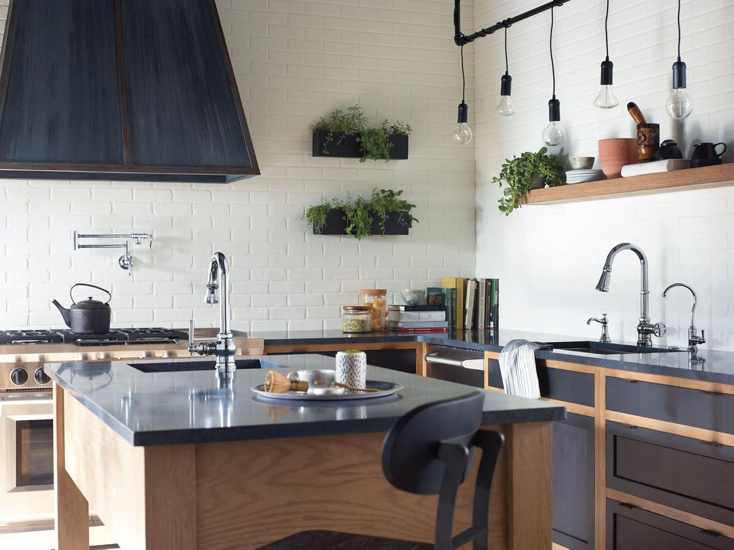 Moen Traditional Wall Mount Swing Arm Folding Pot Filler Kitchen Faucet