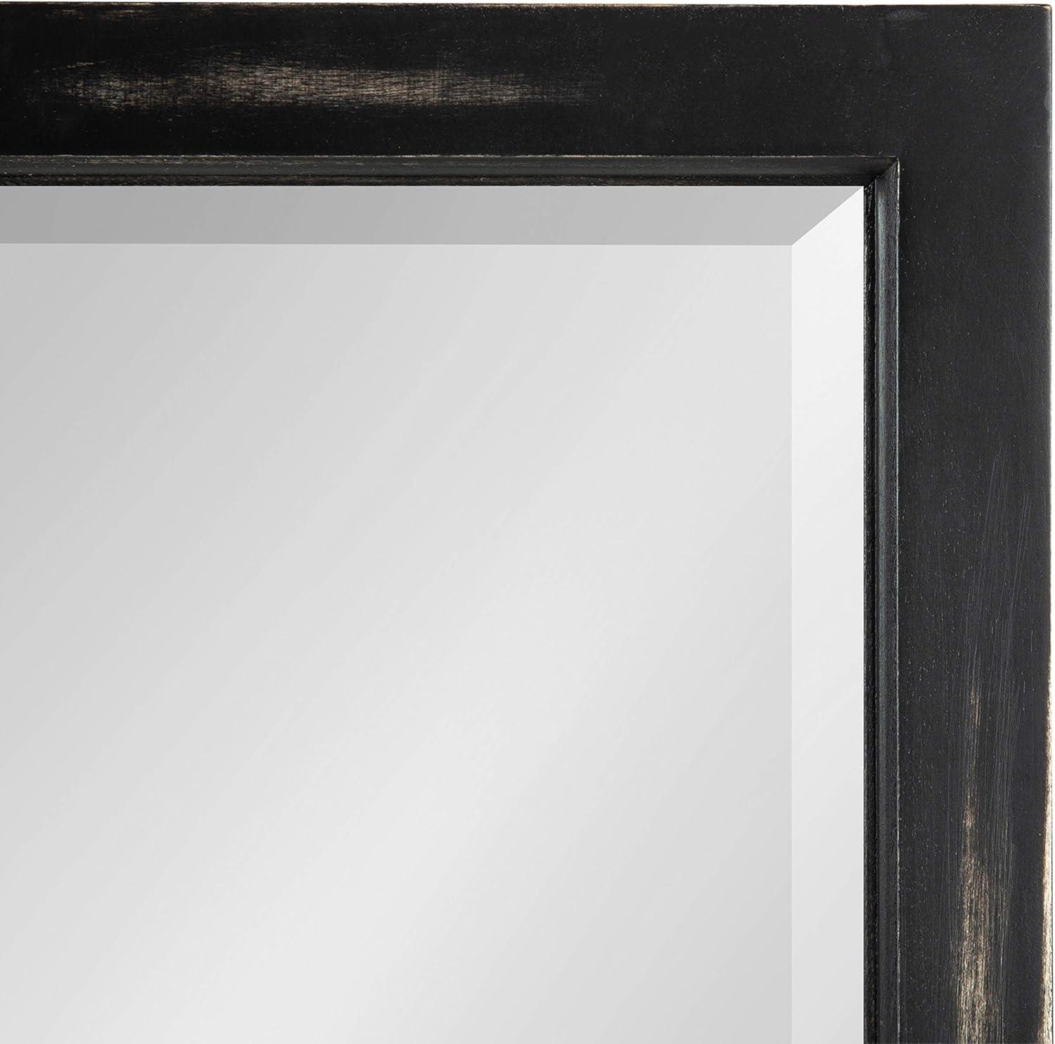 26" x 32" Hogan Windowpane Wall Mirror Black - Kate & Laurel All Things Decor: Modern Rectangular, No Assembly, Wood Frame