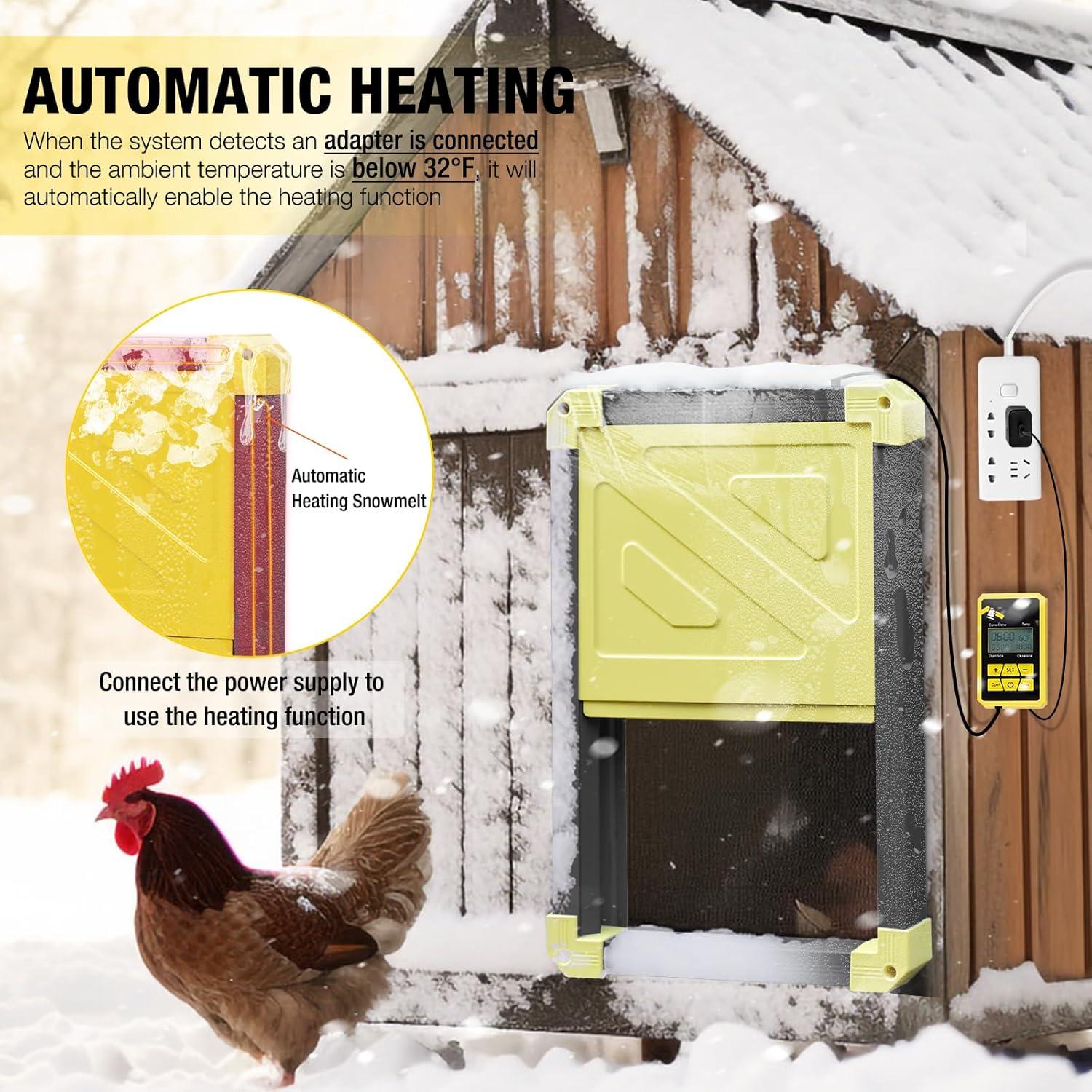Aivituvin Solar Automatic Chicken Coop Door with light Sensor Anti Pinch Waterproof Coop Door, Ideal for Chicken Breeding