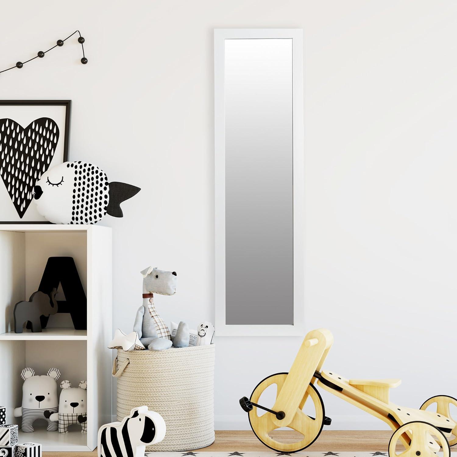 Glossy White Full Length Over The Door Mirror