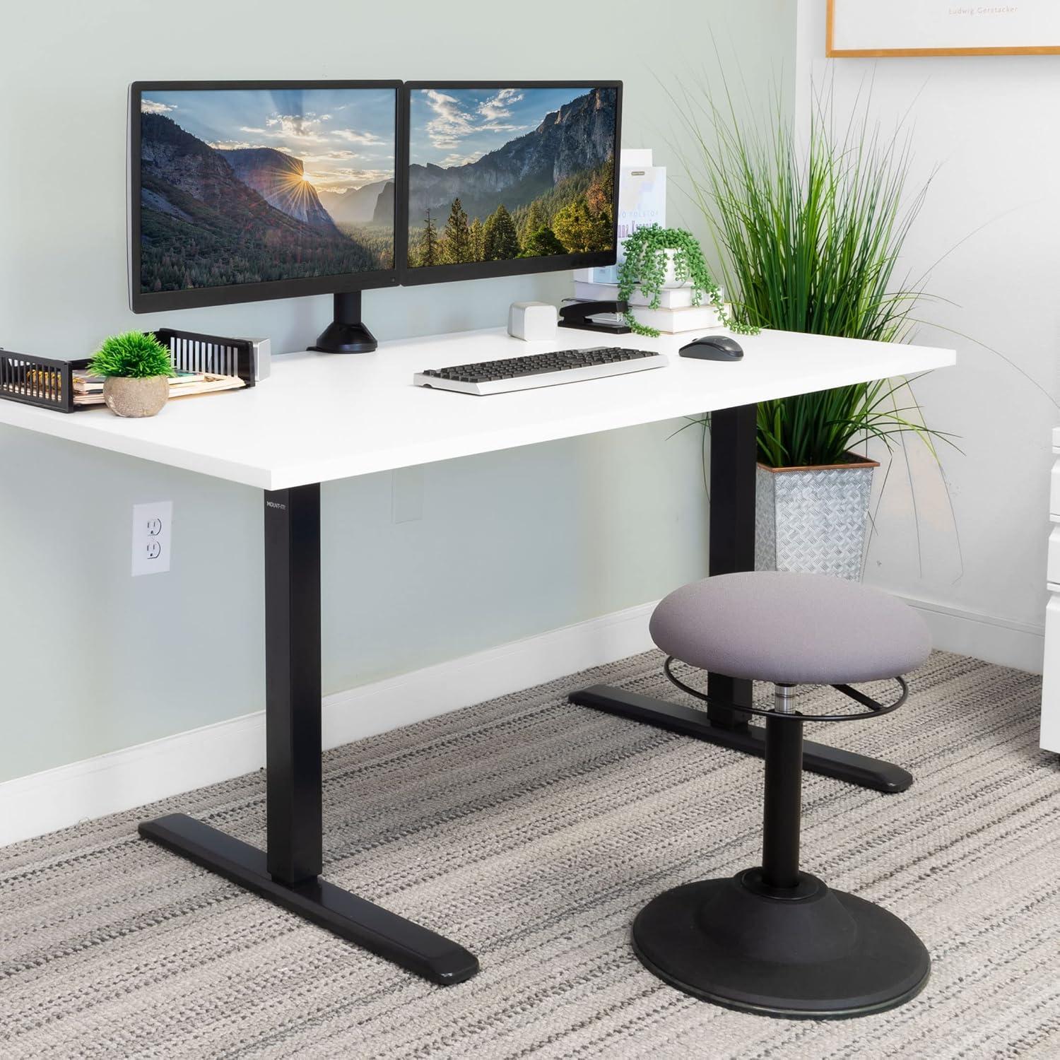 Black Adjustable Single Monitor Desk Mount for 19-34 Inch Screens