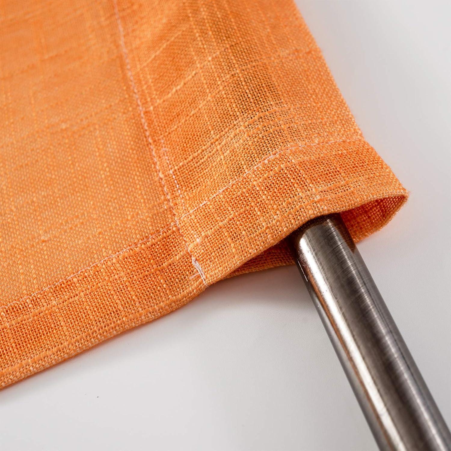 Melodieux Linen Textured Ombre Semi Sheer Curtains for Bedroom Living Room Kids Nursery Sunset Rod Pocket Gradient Drapes, Orange Green Teal Turquoise Mint, 52 x 63 Inch (2 Panels)