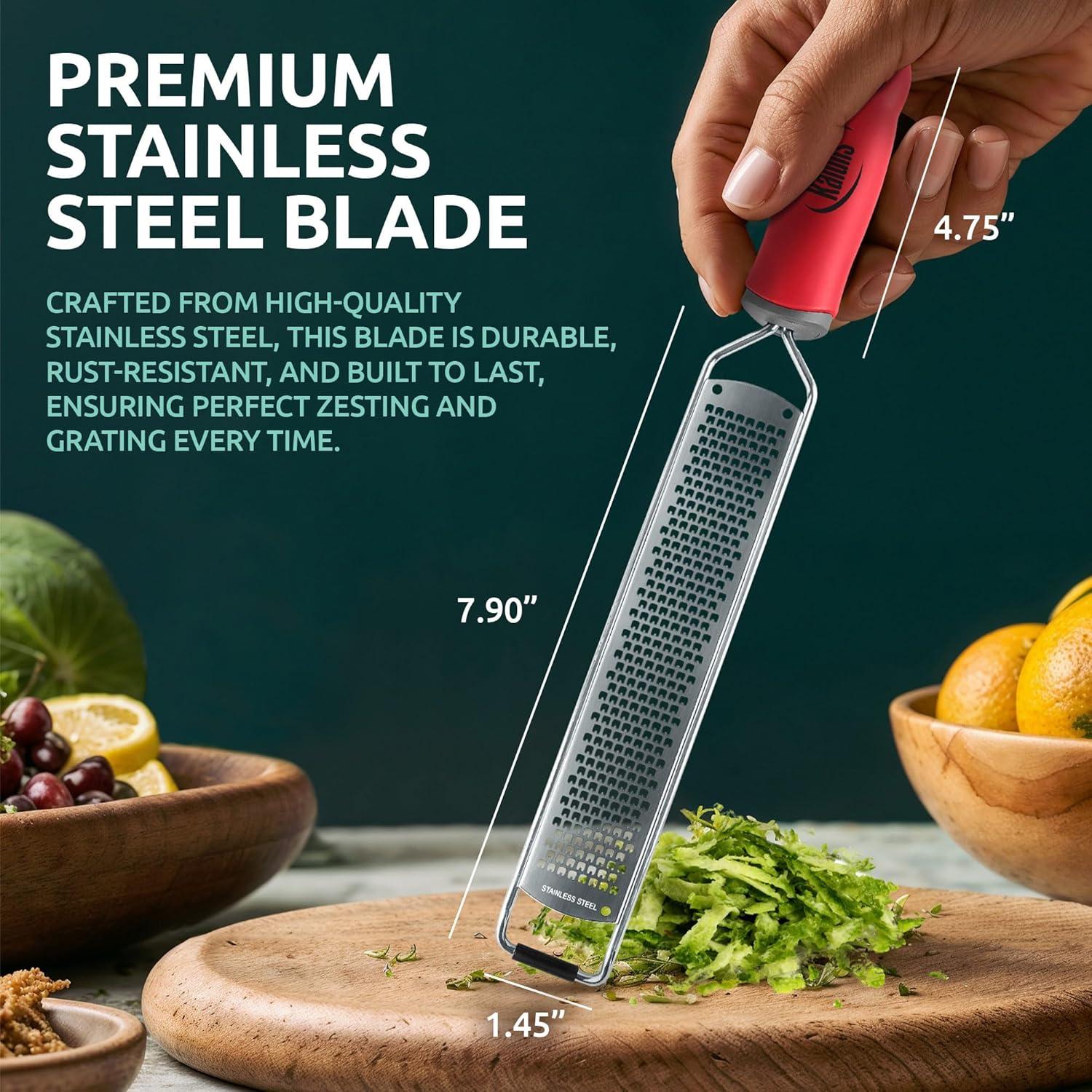 Premium Stainless Steel Rectangular Zester Grater with Handle