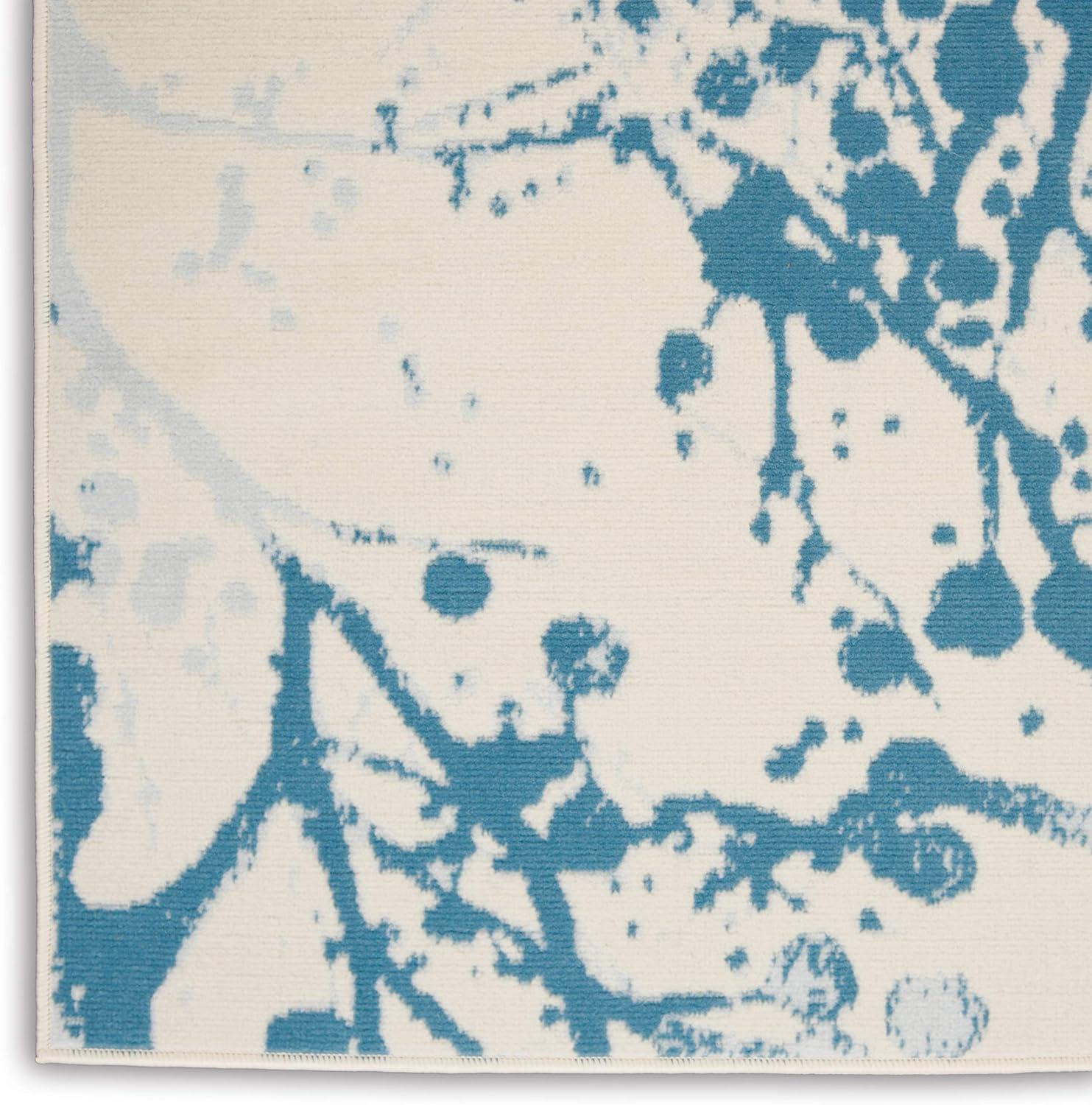 Nourison Jubilant 4' x 6' Ivory/Blue Area Rug Contemporary Artistic Abstract by Nourison