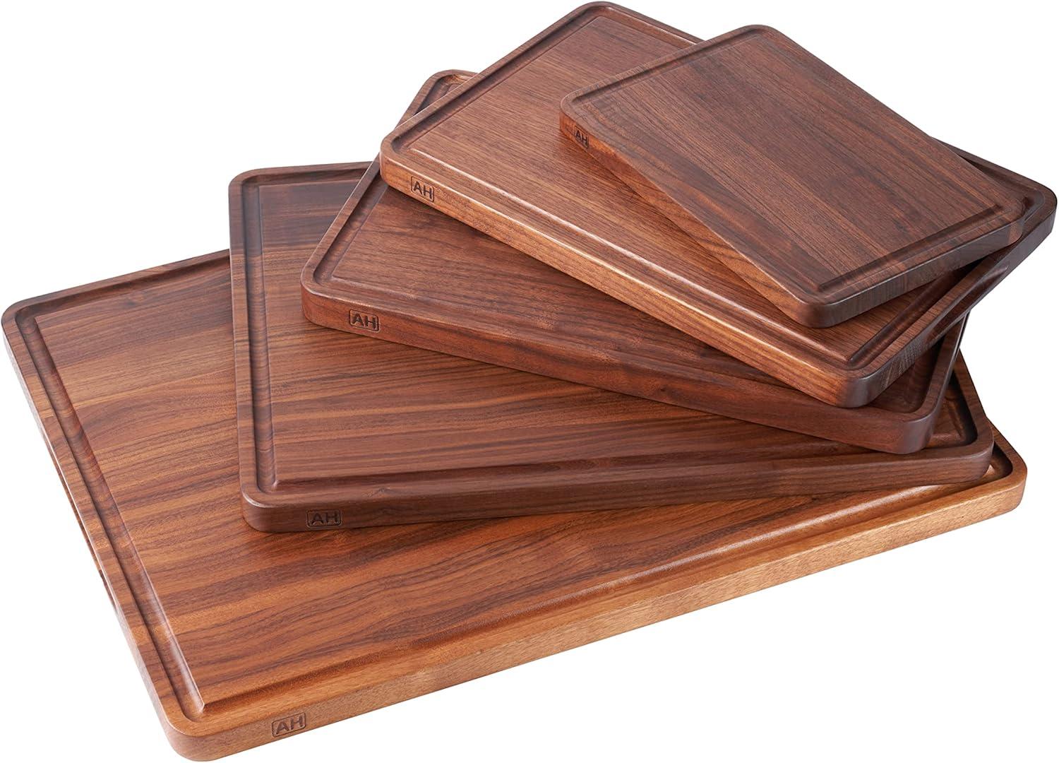 Small Walnut Wood Cutting Board with Juice Groove and Handles