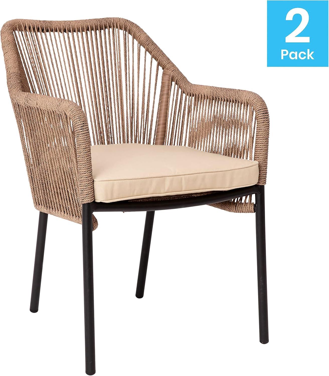 Taylor & Logan Kyla Metal Outdoor Stacking Dining Armchair with Cushion (Set of 2)