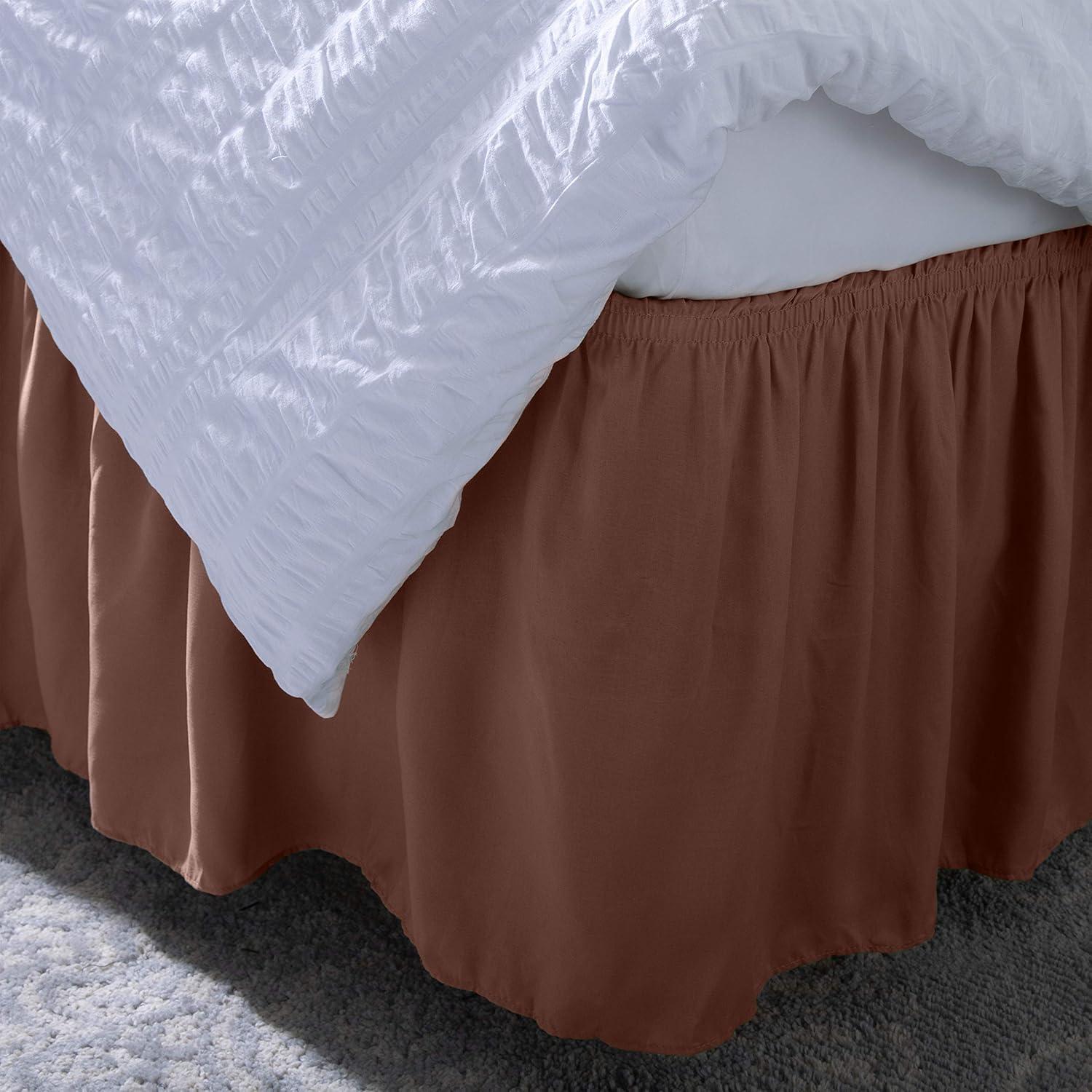 Home Details 14" Drop Wrap Around Bed Ruffle Adult Queen/King in Chocolate Brown