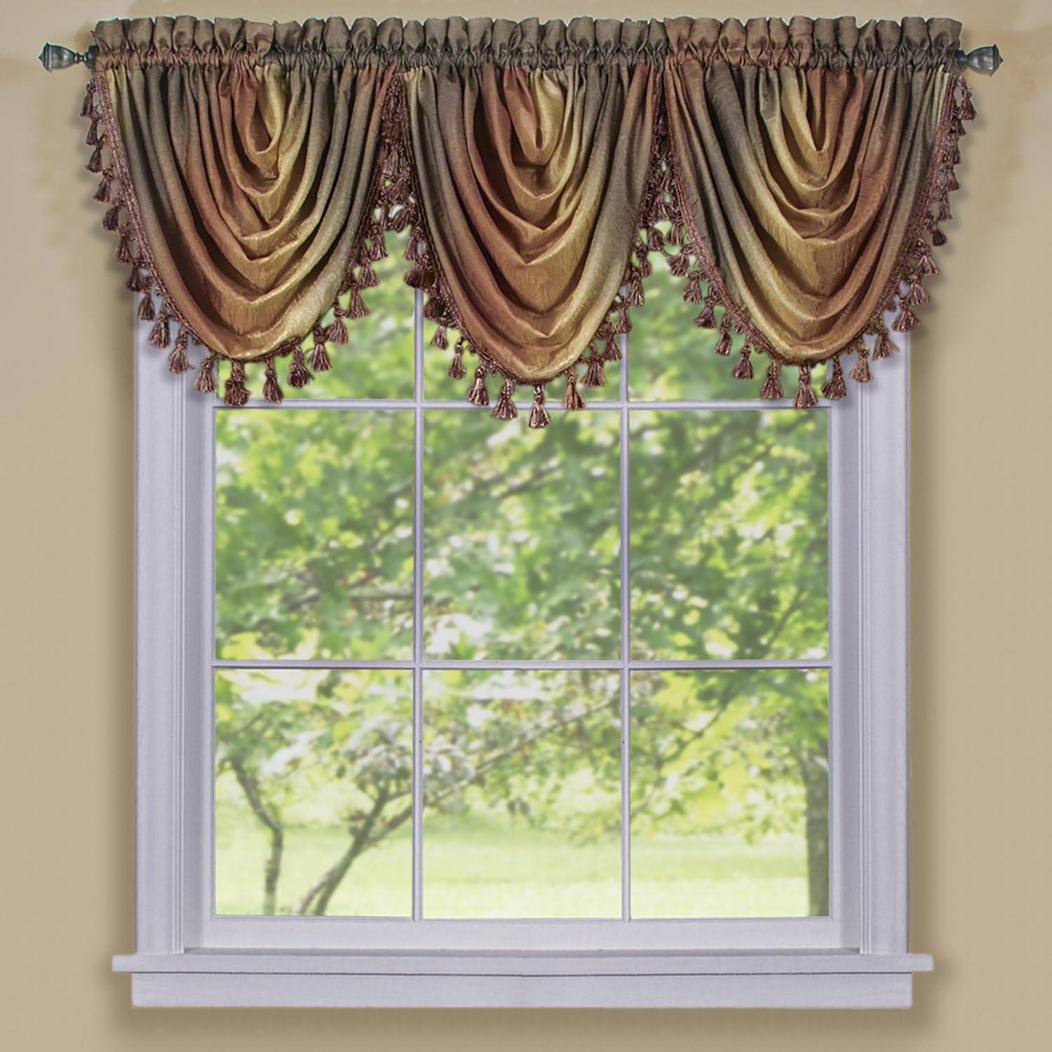 Burnt Orange Ombre Semi-Sheer Waterfall Valance 46" x 42"