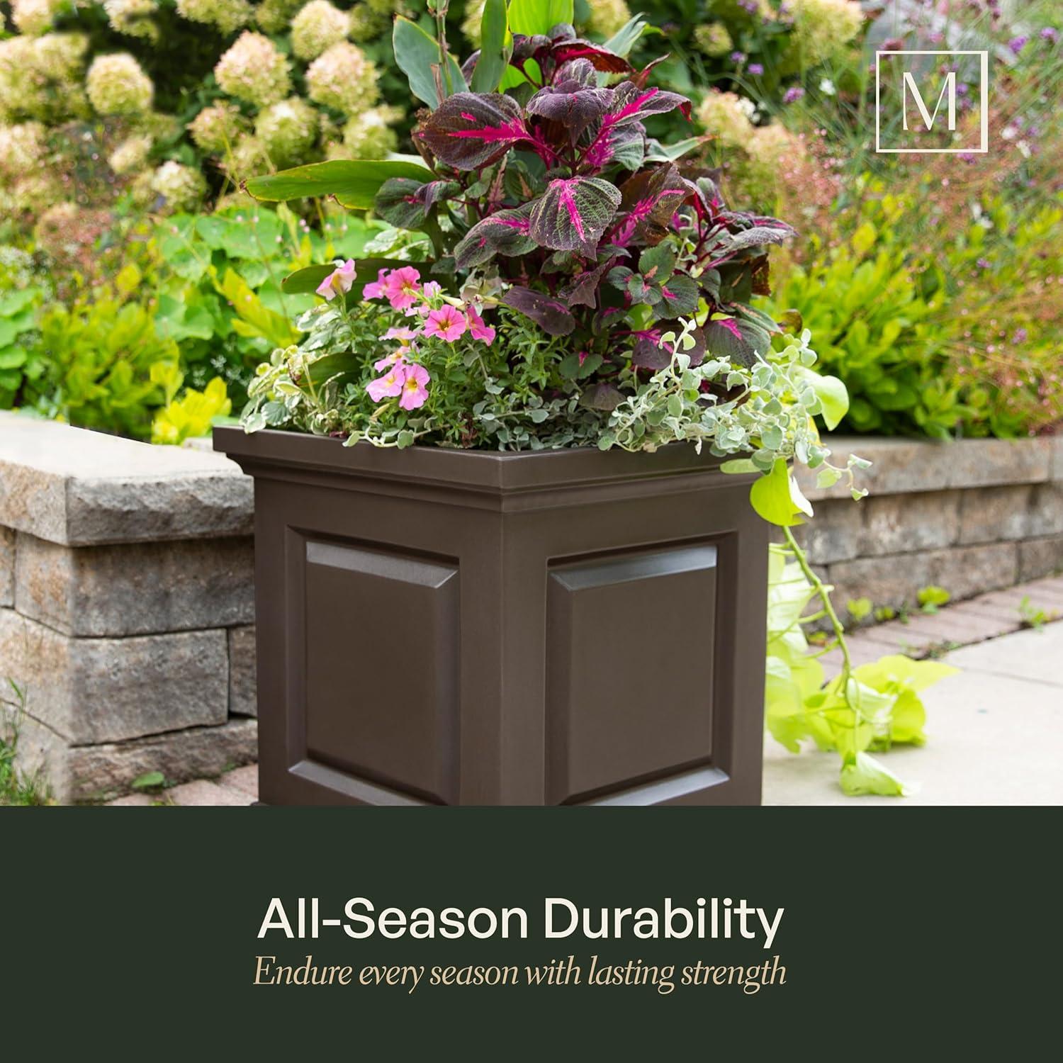 Mayne Inc. Nantucket Square Resin Planter Box with Water Reservoir