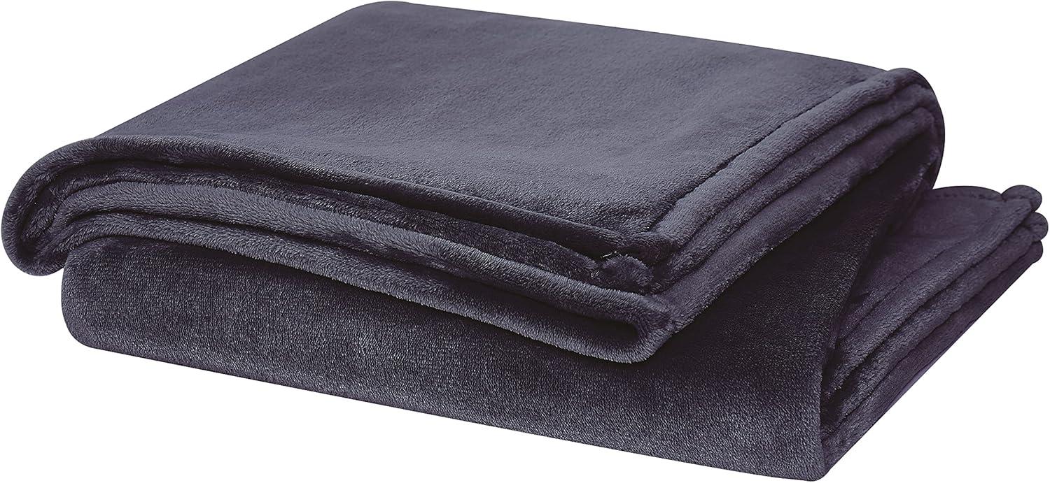 Dark Blue Faux Fur Knitted Machine Washable Throw Blanket