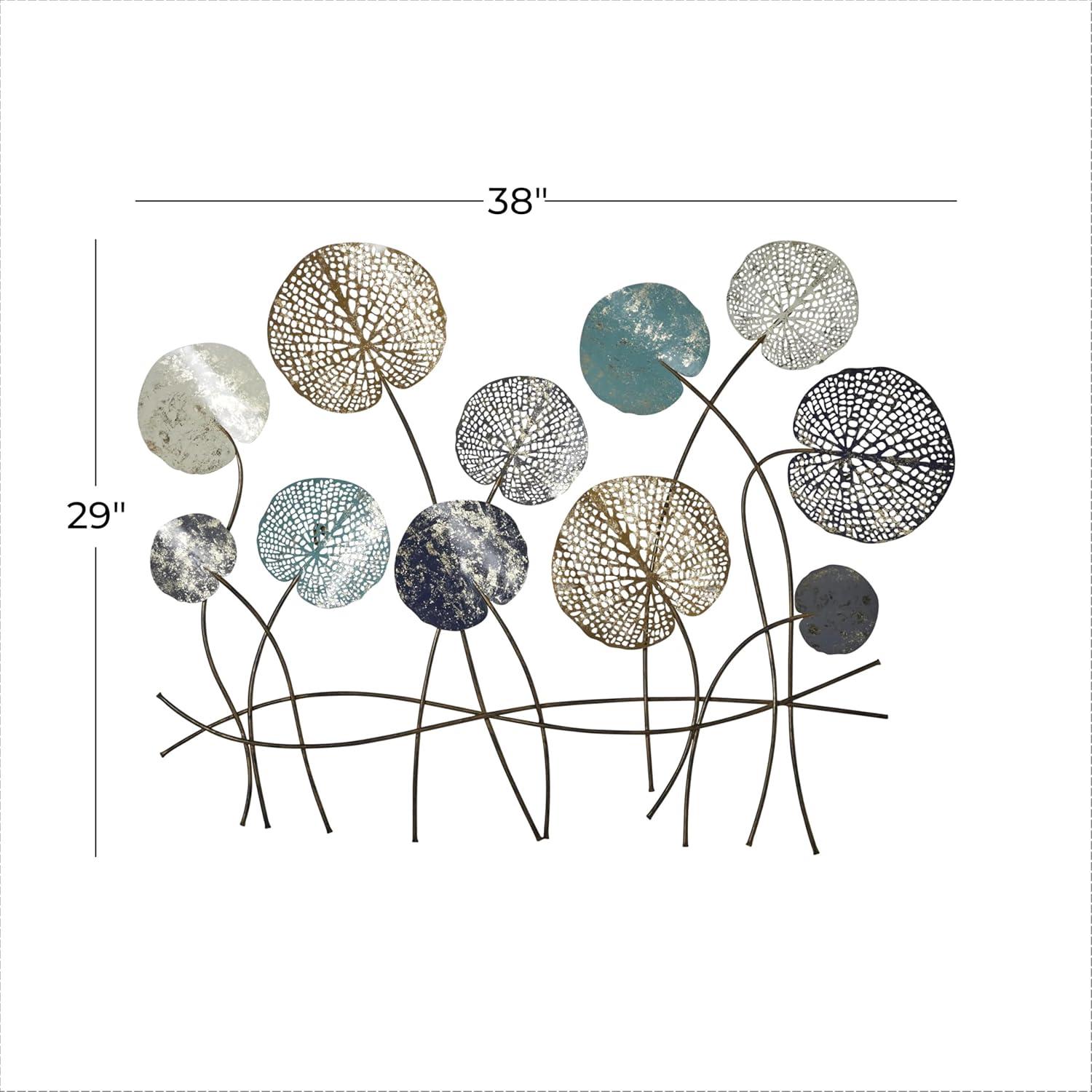 DecMode Multi Colored Metal Floral Wall Decor with Textured Flowers