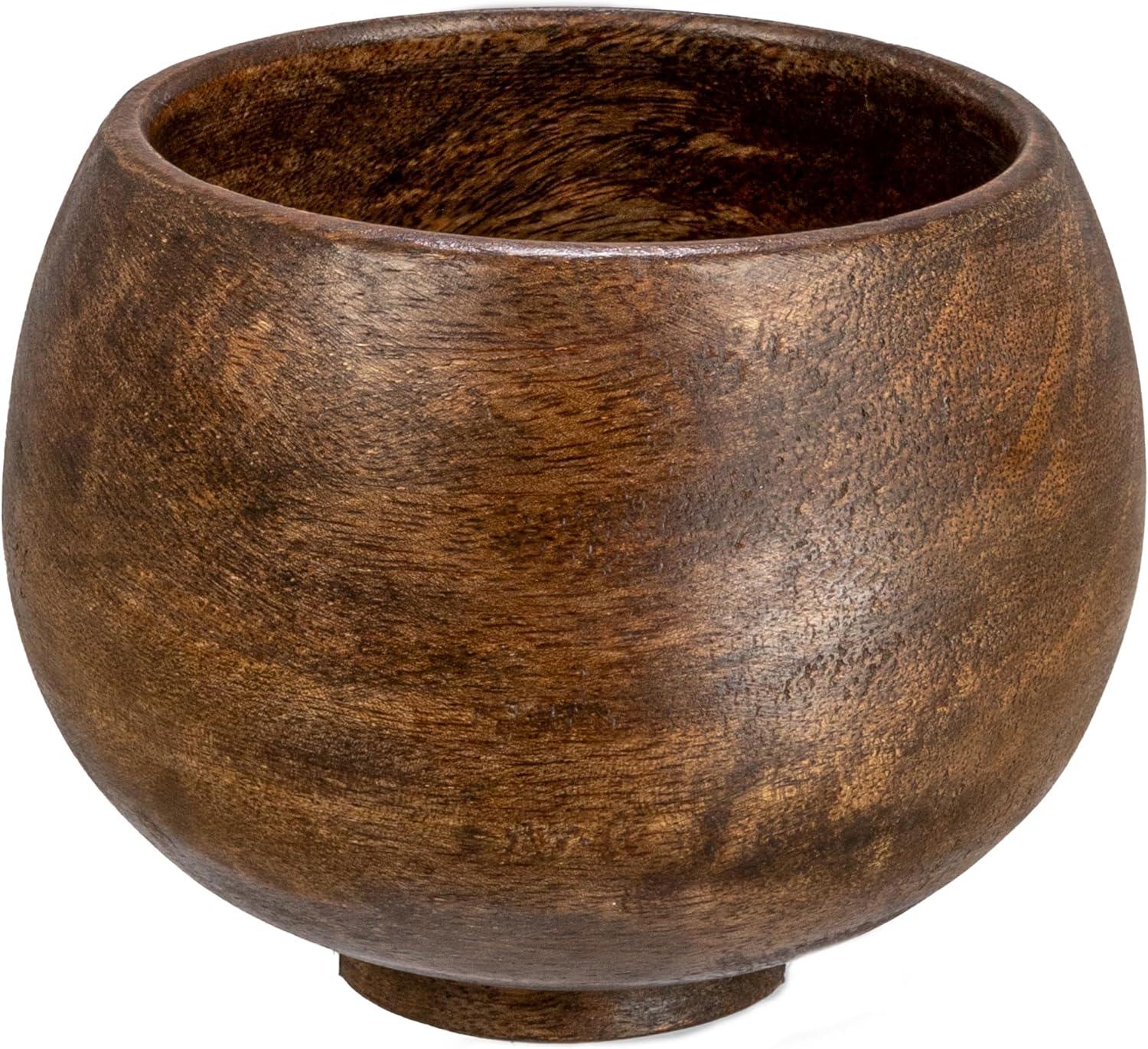 Small Walnut Finish Mango Wood Serving Bowl