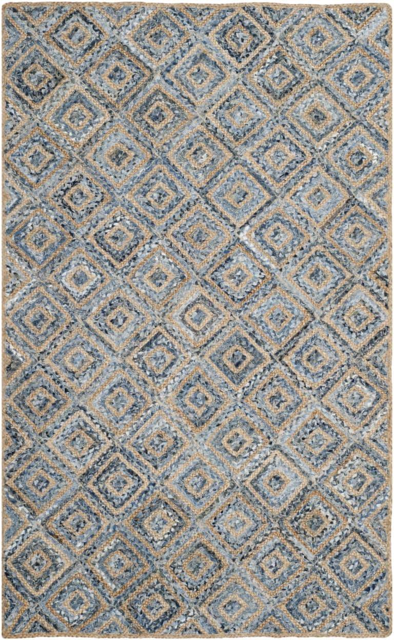 Cape Cod CAP354 Woven Indoor Area Rug - Natural/Blue - 4'x4' - Safavieh