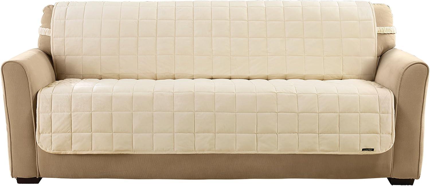 Deluxe Pet Armless Sofa Furniture Cover Ivory - Sure Fit: Machine Washable, Faux Suede Protector