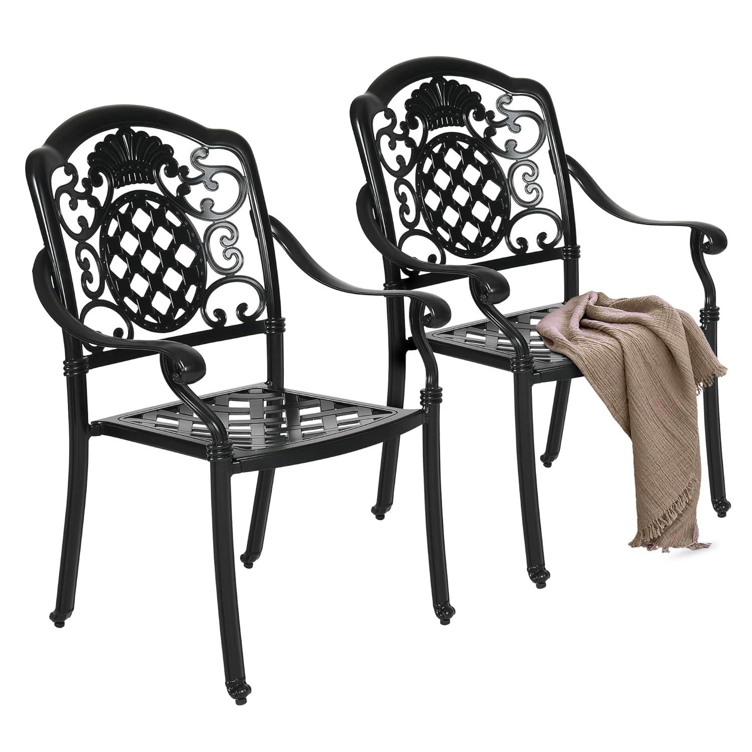 Viga 2pk Cast Aluminum Dining Chair - Shiny Copper - Christopher Knight Home: Weather-Resistant, Fixed Arms, 250lb Capacity
